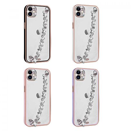 Apple iPhone 11 Kılıf Taş Süslemeli Kamera Korumalı El Tutamaçlı Zore Blazer Kapak