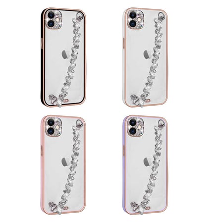 iPhone 11 Uyumlu Taş Süslemeli Kamera Korumalı El Tutamaçlı NRTK Blazer Kılıf-Siyah