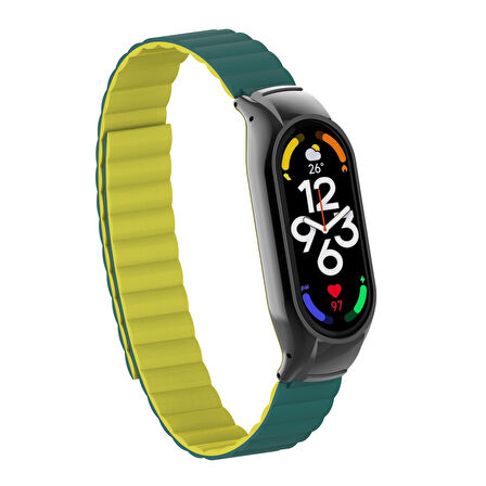 Xiaomi Mi Band 7 Uyumlu KRD-69 Zore Kordon-Koyu Yeşil-Sarı