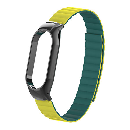 Xiaomi Mi Band 7 Uyumlu KRD-69 Zore Kordon-Koyu Yeşil-Sarı