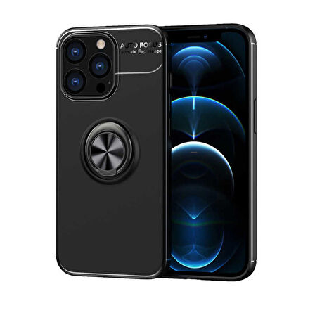 iPhone 14 Pro Uyumlu Ensueno Ravel Silikon Kapak-Siyah