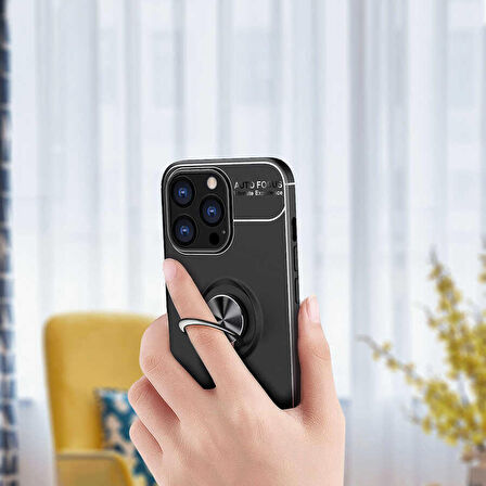 iPhone 14 Pro Uyumlu Ensueno Ravel Silikon Kapak-Siyah