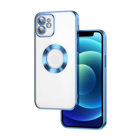 iPhone 11 Uyumlu Kamera Korumalı Logo Gösteren Zore Omega Kılıf-Mavi Açık