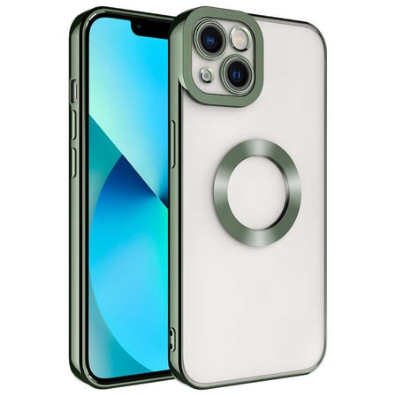 iPhone 14 Uyumlu Kamera Korumalı Logo Gösteren NRTK Omega Kılıf-Yeşil