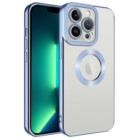 iPhone 14 Pro Uyumlu Kamera Korumalı Logo Gösteren Zore Omega Kılıf-Mavi Açık