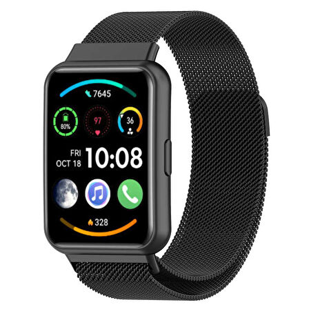 Huawei Watch Fit 2 Uyumlu KRD-01 Metal Zore Kordon-Siyah