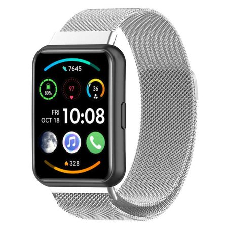 Huawei Watch Fit 2 Uyumlu KRD-01 Metal MKST Kordon-Gümüş