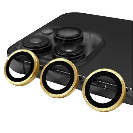 iPhone 14 Pro Uyumlu Ensueno CL-07 Kamera Lens Koruyucu-Gold