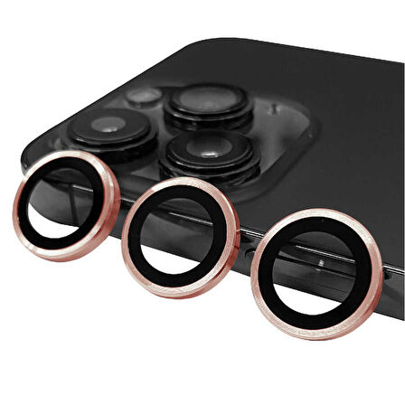 iPhone 14 Pro Max Uyumlu Ensueno CL-07 Kamera Lens Koruyucu-Rose Gold