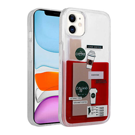 iPhone 11 Uyumlu Desenli Sıvılı Zore Drink Silikon Kılıf-NO1