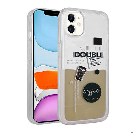 iPhone 11 Uyumlu Desenli Sıvılı Zore Drink Silikon Kapak-NO3