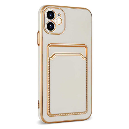 iPhone 12 Uyumlu Zore Bark Kartlıklı Kılıf-Beyaz