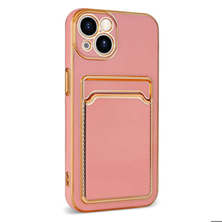 iPhone 13 Uyumlu Zore Bark Kartlıklı Kapak-Rose Gold