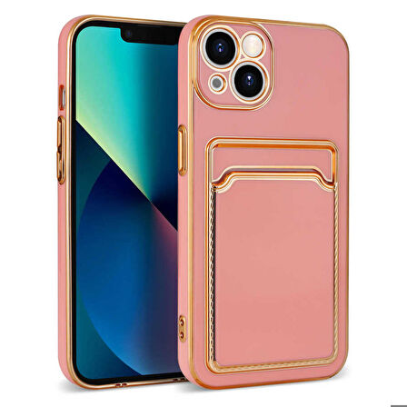 iPhone 13 Uyumlu Zore Bark Kartlıklı Kapak-Rose Gold