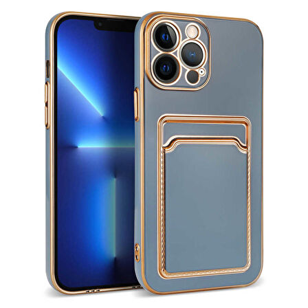 iPhone 13 Pro Max Uyumlu Zore Bark Kartlıklı Kapak-Mavi