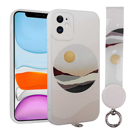 iPhone 11 Uyumlu Desenli El Askılı İpli Zore Arte Silikon Kılıf-NO2