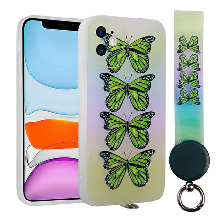 iPhone 11 Uyumlu Desenli El Askılı İpli Zore Arte Silikon Kapak-NO4