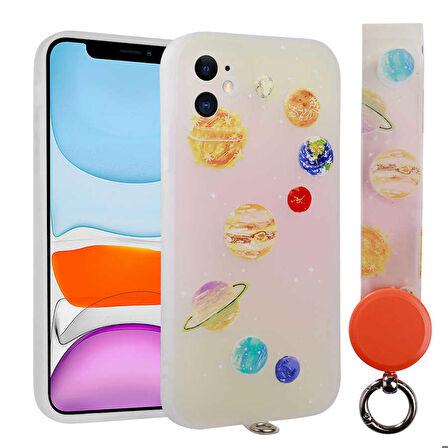 iPhone 11 Uyumlu Desenli El Askılı İpli Zore Arte Silikon Kapak-NO5