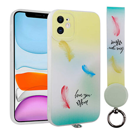 iPhone 11 Uyumlu Desenli El Askılı İpli Zore Arte Silikon Kılıf-NO6