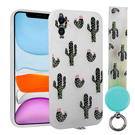 iPhone 11 Uyumlu Desenli El Askılı İpli Zore Arte Silikon Kılıf-NO8