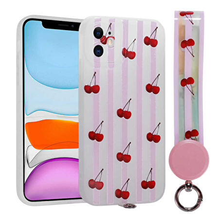 iPhone 11 Uyumlu Desenli El Askılı İpli Zore Arte Silikon Kılıf-NO9