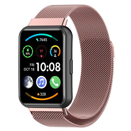 Huawei Watch Fit 2 Uyumlu KRD-01 Metal Zore Kordon-Pembe