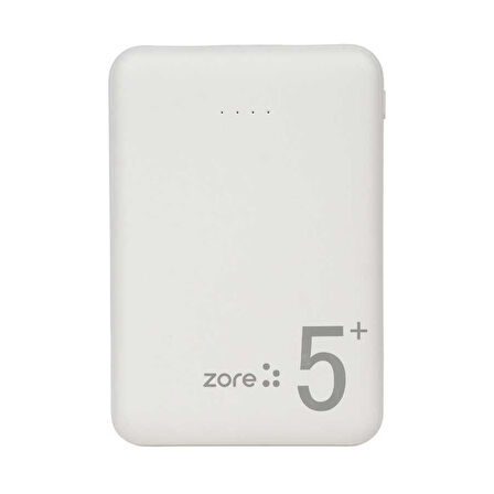 Zore ZR-PW04 Led Işıklı Taşınabilir Powerbank 5000 mAh-Beyaz