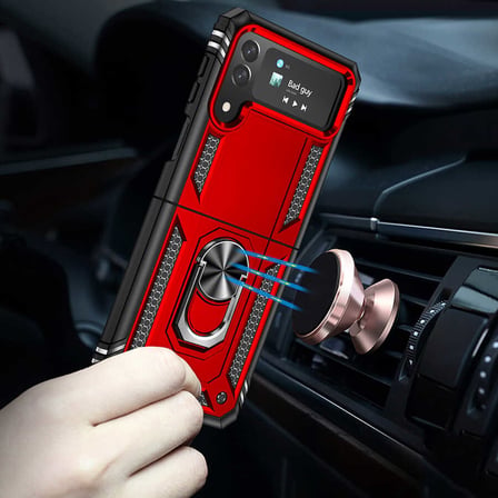 Galaxy Z Flip 4 Kılıf Kamera Koruyucu Manyetik Standlı Tank Koruma MNC