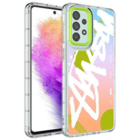 Galaxy A13 4G Uyumlu Kamera Korumalı Renkli Desenli Sert Silikon Zore Korn Kapak-NO2