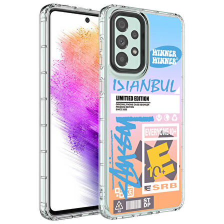 Galaxy A23 Uyumlu Kamera Korumalı Renkli Desenli Sert Silikon Zore Korn Kapak-NO1