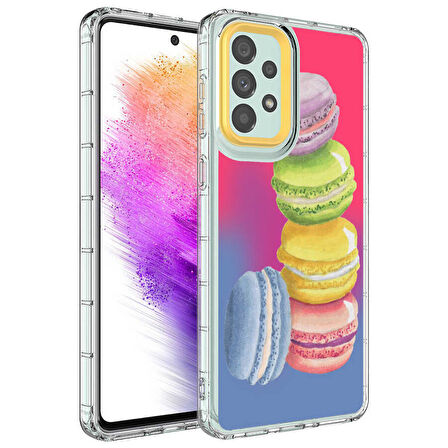 Galaxy A53 5G Uyumlu Kamera Korumalı Renkli Desenli Sert Silikon Zore Korn Kapak-NO12
