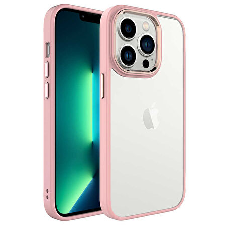 iPhone 14 Pro Max Uyumlu Zore Krom Kılıf-Pembe Açık