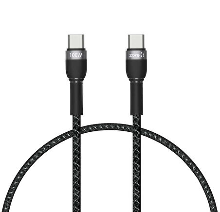 Siyah Shira Serisi Type-c to Type-c PD Kablo 30 Cm-Zore