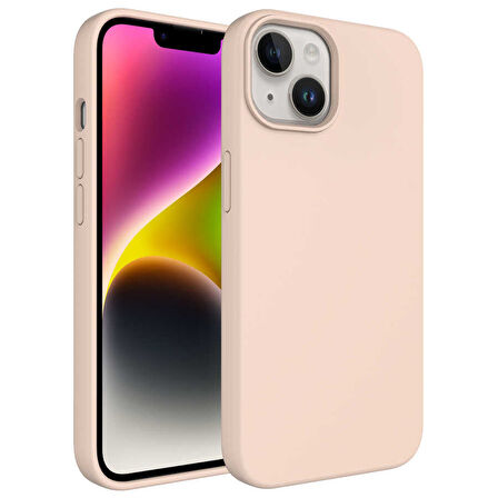 iPhone 14 Uyumlu Sıvı Teknolojili Silinebilir Sert Zore Kivi Kılıf-Pembe Açık