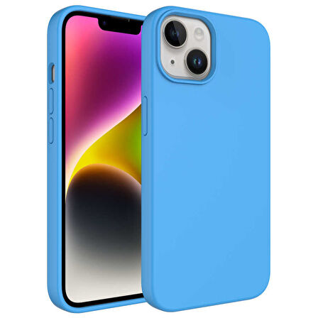 iPhone 14 Plus Uyumlu Sıvı Teknolojili Silinebilir Sert Zore Kivi Kılıf-Mavi