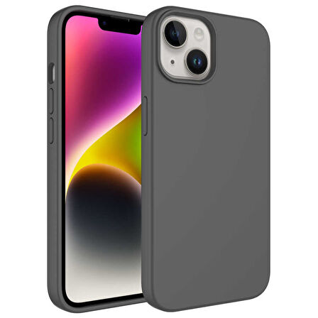 iPhone 14 Plus Uyumlu Sıvı Teknolojili Silinebilir Sert Zore Kivi Kılıf-Gri