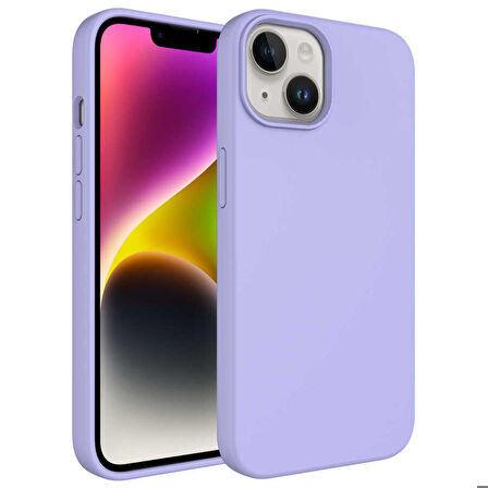 iPhone 14 Plus Uyumlu Sıvı Teknolojili Silinebilir Sert Ensueno Kivi Kapak-Lila
