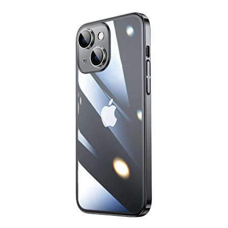 iPhone 14 Uyumlu Sert PC Renkli Çerçeveli Zore Riksos Kılıf-Siyah