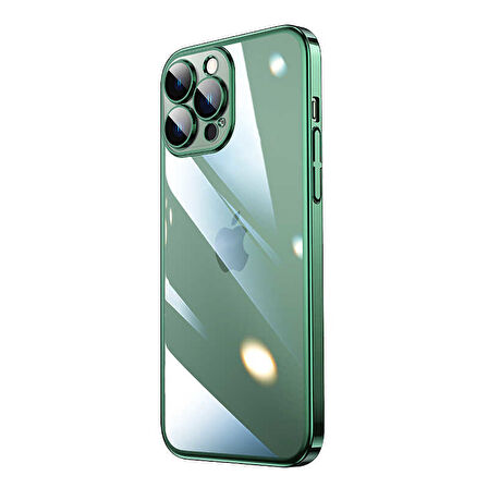 iPhone 14 Pro Max Uyumlu Sert PC Renkli Çerçeveli Zore Riksos Kılıf-Yeşil