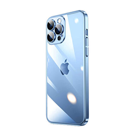 iPhone 14 Pro Uyumlu Sert PC Renkli Çerçeveli Zore Riksos Kılıf-Mavi