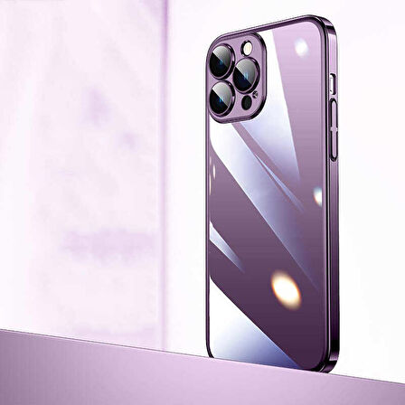 iPhone 14 Pro Uyumlu Sert PC Renkli Çerçeveli Zore Riksos Kapak-Mavi