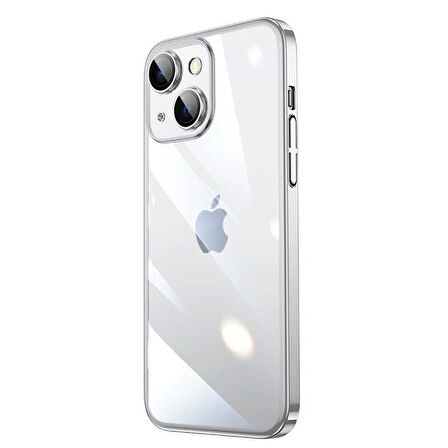iPhone 14 Plus Uyumlu Sert PC Renkli Çerçeveli Zore Riksos Kılıf-Gümüş