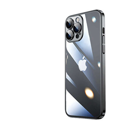 iPhone 13 Pro Uyumlu Sert PC Renkli Çerçeveli Zore Riksos Kılıf-Siyah