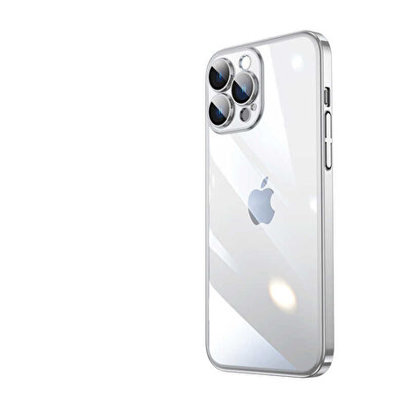 iPhone 13 Pro Uyumlu Sert PC Renkli Çerçeveli Zore Riksos Kılıf-Gümüş