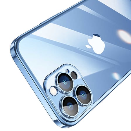 iPhone 13 Pro Max Uyumlu Sert PC Renkli Çerçeveli Zore Riksos Kılıf-Mavi