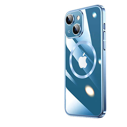 iPhone 14 Plus Uyumlu Wireless Şarj Özellikli Sert PC Zore Riksos Magsafe Kılıf-Mavi