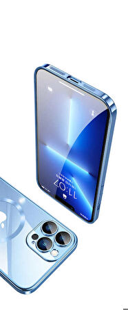 iPhone 13 Pro Max Uyumlu Wireless Şarj Özellikli Sert PC Zore Riksos Magsafe Kapak-Siyah