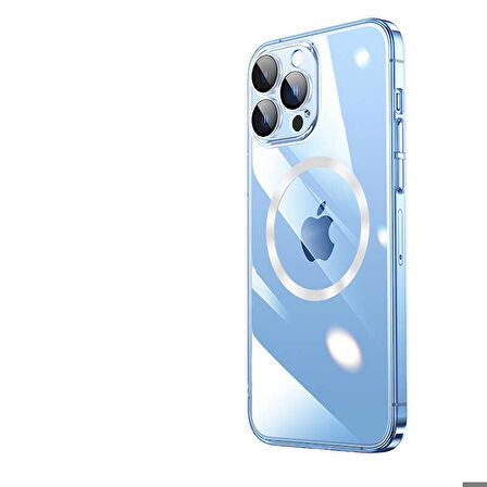 iPhone 13 Pro Max Uyumlu Wireless Şarj Özellikli Sert PC Zore Riksos Magsafe Kapak-Renksiz