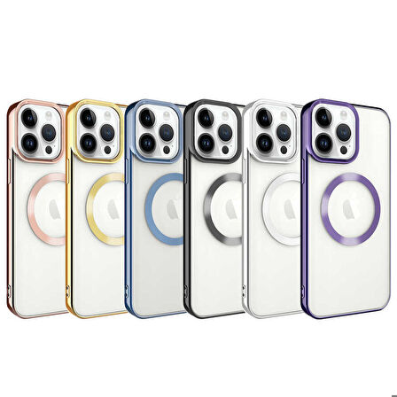 iPhone 14 Pro Max Uyumlu Magsafe Wireless Şarj Özellikli Zore Setro Silikon-Siyah