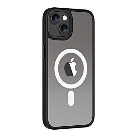 iPhone 14 Plus Uyumlu Wireless Şarj Özellikli Zore Hibrit Magsafe Kılıf-Siyah